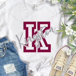 Kingston Letter and with Maroon color Svg,Jpg, Eps,Pdf, dxf, png,Ai digital cut file, for Silhouette or Cricut,K Kİngston cut files