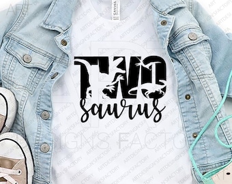 Two saurus cut files,Two saurus birthday svg,Two t rex,dinosaur saurus svg,DXF, Silhouette Print Vinyl Cricut,Cutting,Svg,Png,Pdf,Eps,Dxf