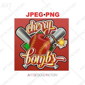 Cherry Bombs Png, Cherry Bombs Baseball Shirt, PNG JPG
