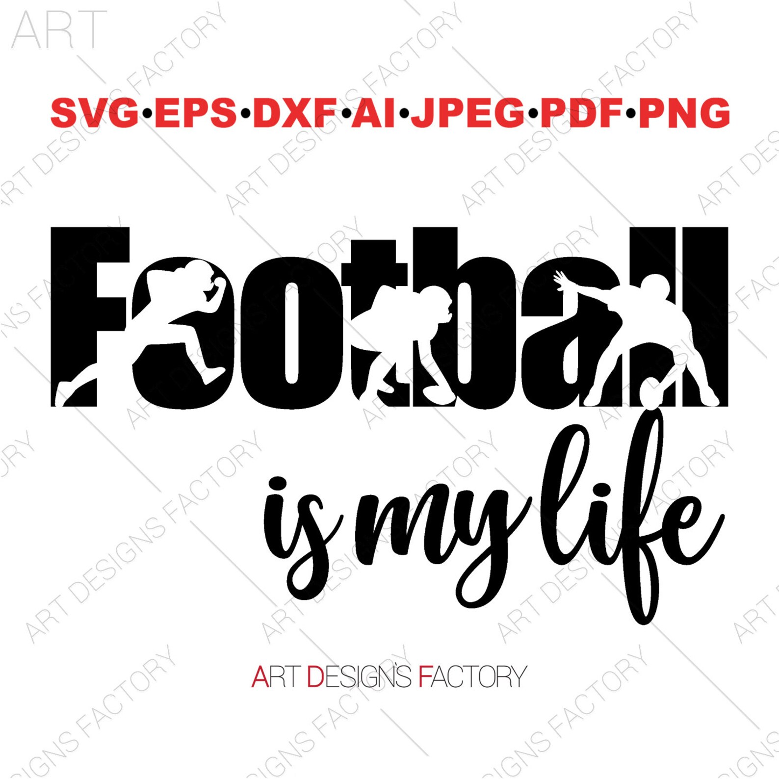 Football Svgfootball Player Svgfootball is My Life Etsy