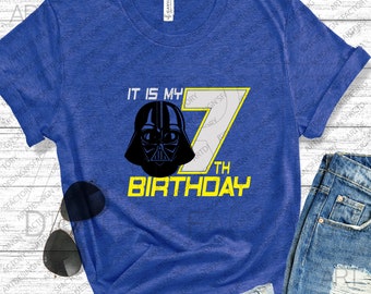 It is my 7th Birthday SVG,darth vader Mask svg,Star wars style Birthday svg,Boy birthday shirt cut files, Darth Vader Shirt svg,Best Seller