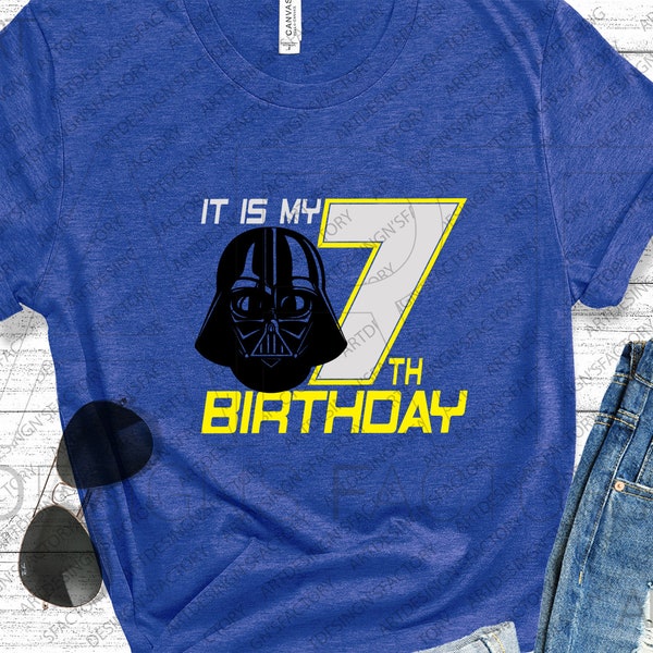 It is my 7th Birthday SVG,darth vader Mask svg,Star wars style Birthday svg,Boy birthday shirt cut files, Darth Vader Shirt svg,Best Seller