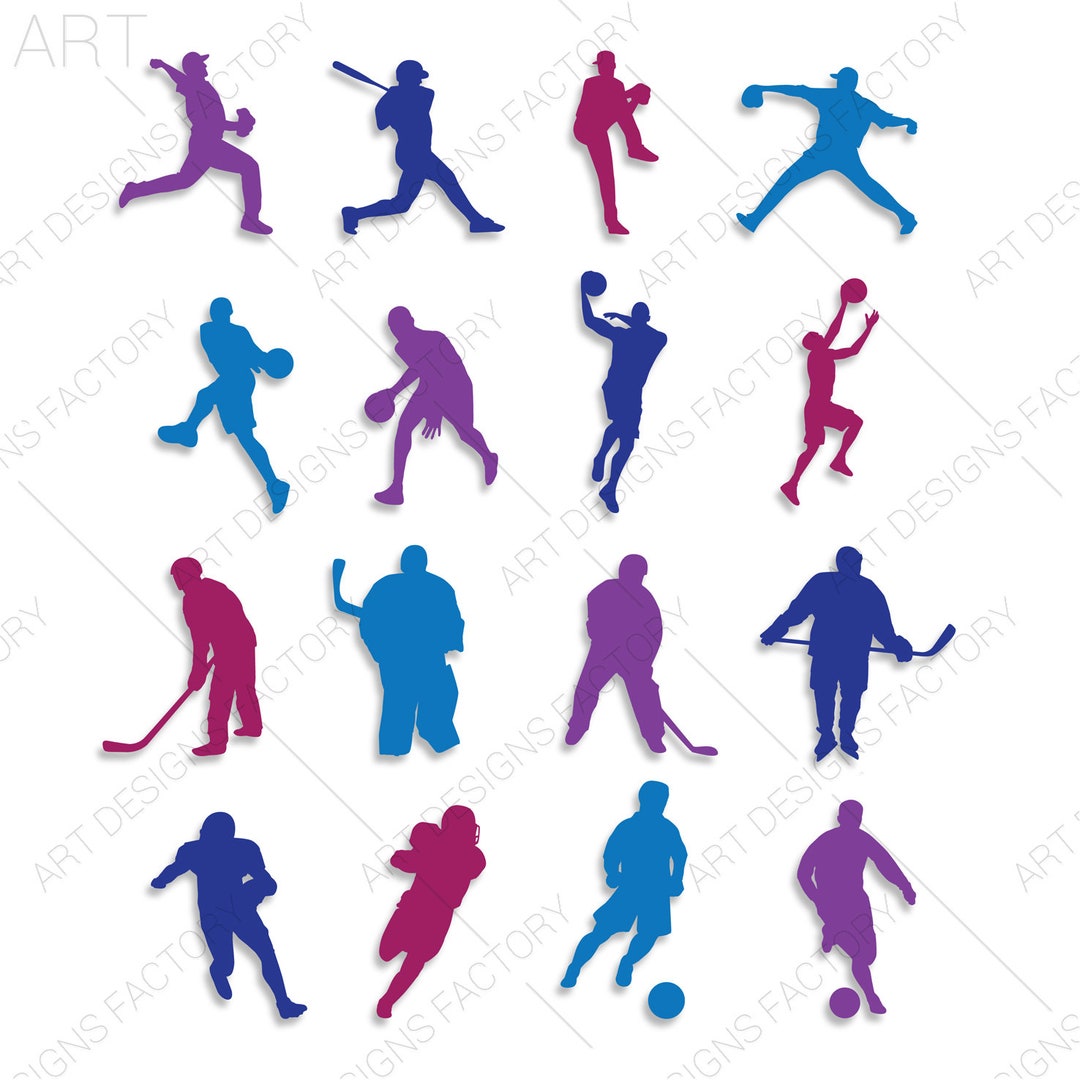 All Sports Man Figures, Sports Men Vectors, Cricut, Silhouette Studio