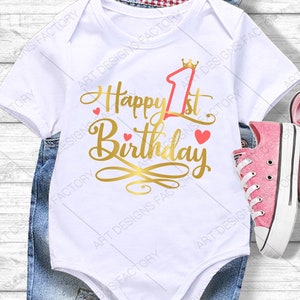 Happy 1st Birthday SVG,Personalized One Banner,1st Birthday SVG, First Birthday Party Shirt cut files,First birthday svg,One year old svg