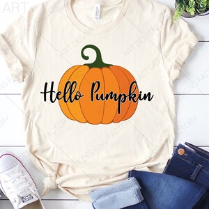 Hallo Pompoen SVG Bestand, Halloween Shirt Svg, Herfst, Herfst, Cut File voor Cricut of Silhouet, Pdf, DXF, PNG, Eps, Ai, Pdf, Pompoen Digitale Clipart,