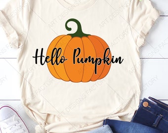 Hallo Pompoen SVG Bestand, Halloween Shirt Svg, Herfst, Herfst, Cut File voor Cricut of Silhouet, Pdf, DXF, PNG, Eps, Ai, Pdf, Pompoen Digitale Clipart,