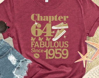 Chapter 64 Fabulous since 1959 SVG,Born in 1959 SVG,Tennis Shoes Svg,64th Birthday Svg,Three Butterfiles, 64th birthday svg eps dxf png pdf