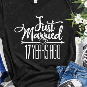 Recién casado hace 17 años Svg, 17 años aniversario de boda, 17 años de regalo de matrimonio, Cortar archivos para usar con Silhouette Studio, Cricut