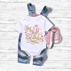 Meu primeiro aniversário Svg, Um, Aniversário de bebê, 1º aniversário, Um ano de idade, Festa de aniversário, Arquivos de corte para uso com Silhouette Studio, Cricut