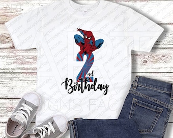 2nd Birthday svg,spider man Birthday svg,second spider man svg,second Birthday Boy,2nd Birthday girl svg,2nd Birthday Party Shirt Png Svg