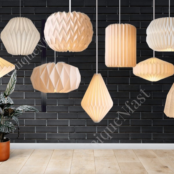 Handmade origami paper lampshade hanging pendant lantern nordic modern unique style lamp creative paper home decoration