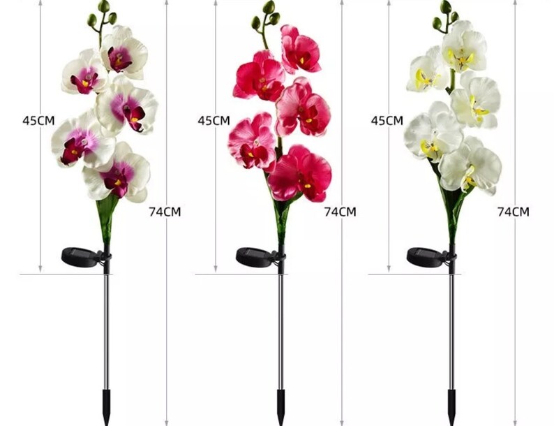 Solar Garden Decoration ORCHID Flower with 5 Head decor Outdoor image 2
