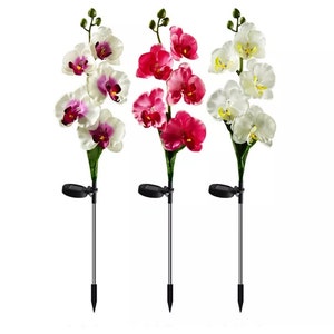 Solar Garden Decoration ORCHID Flower with 5 Head decor Outdoor image 4