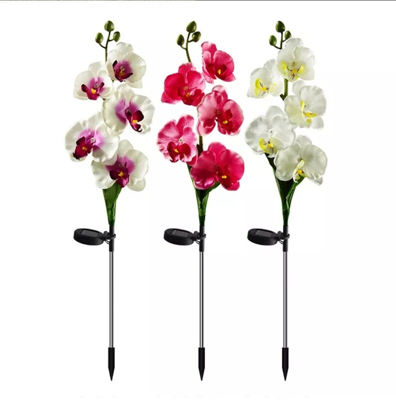 Solar Garden Decoration ORCHID Flower with 5 Head decor Outdoor image 4