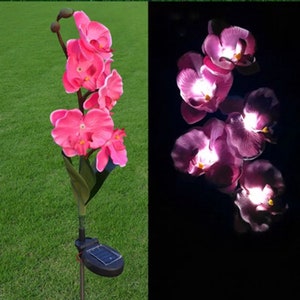 Solar Garden Decoration ORCHID Flower with 5 Head decor Outdoor image 3