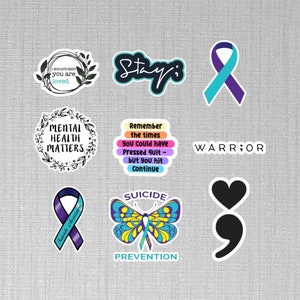 Suicide Awareness Stickers, Mental Health, Suicide Prevention, Suicide Loss, Semicolon Stickers, Laptop Stickers, Suicide Hotline