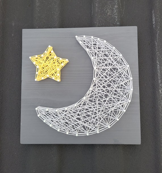 Moon String Art Star Decor Moon and Star Sign Nursery | Etsy