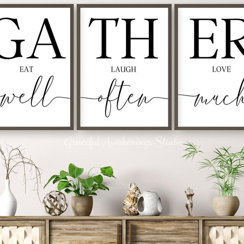Dining Room Prints Set of 3 Dining Room Wall Decor Printable Etsy