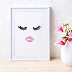 Eyelash Print, Lips And Lashes Print, Beauty Print, Lashes Poster, Lashes Decor, Lipstick Wall Art, Glam Lash Art, Makeup Wall Art, Eyelash