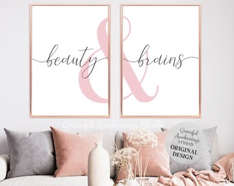Beauty and Brains Print Set: Glam Girl Room Decor (Digital Download)