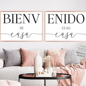 Bienvenido Sign, Mi Casa Es Su Casa Sign, Spanish Welcome Sign, Spanish Prints, Spanish Signs, Spanish Family Sign, Set of 2 Prints
