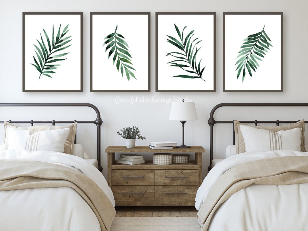 Set of 4 Leaf Print Palm Leaf Print Set of 4 Tropical Leaf Etsy