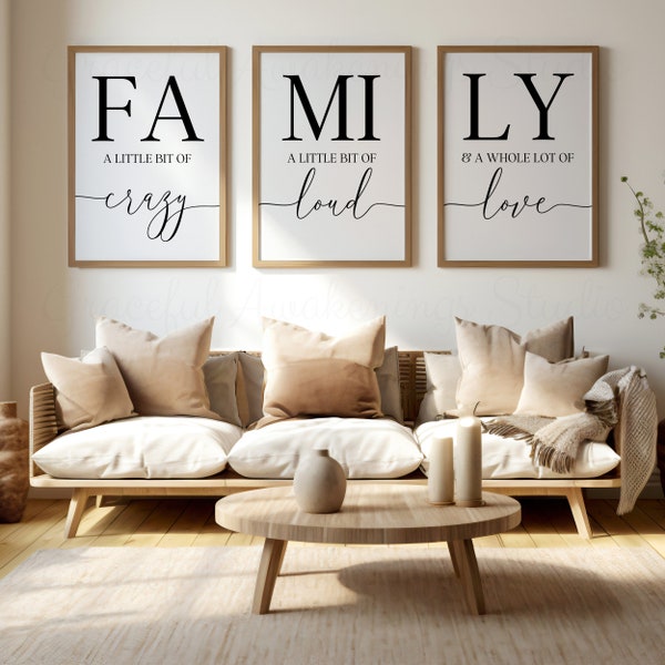 Family Sign, Family Wall Art Decor, Family A Little Bit of Crazy Print, Family Quotes, Printable Wall Art, Living Room Wall Decor