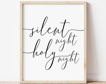 Silent Night Sign, Silent Night Printable, Silent Night Holy Night, Silent Night Decor, Christmas Carols, Christmas Lyrics, Holiday Print