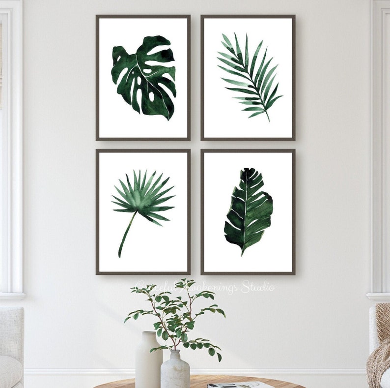 Palm Leaf Print Set of 4 Tropical Leaf Decor Botanical Print Etsy
