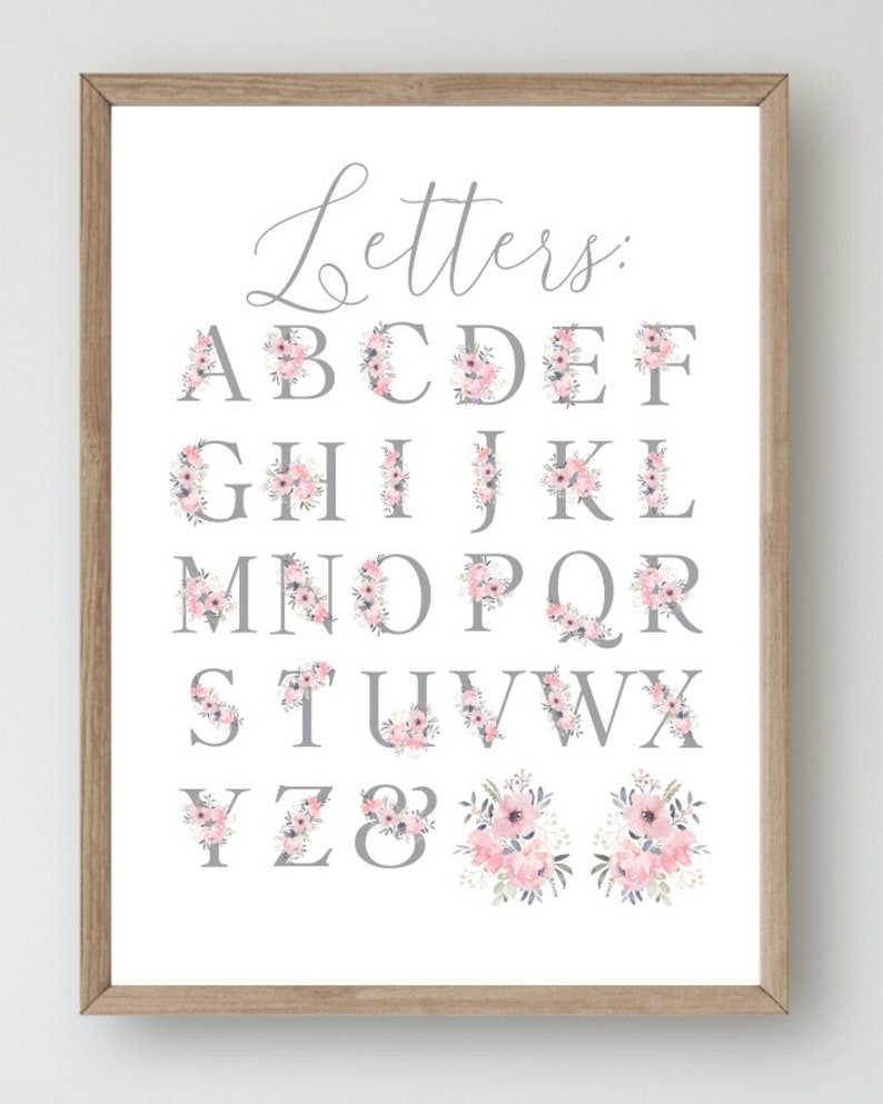 Initial Wall Art Flower Wall Decor Floral Nursery Letter Etsy