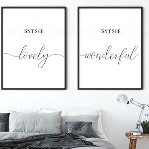 Isn&#39;t She Lovely Isn&#39;t She Wonderful, Lyrics Wall Decor, Mother&#39;s Day Gift, Stevie Wonder Lyrics, Set of 2 Prints, Thoughtful Gifts for Her