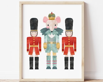 Nutcracker Mouse King, Nutcracker Art Print, Nutcracker Ballet Printable, Christmas Decor Print, Christmas Art Printable, Holiday Wall Art