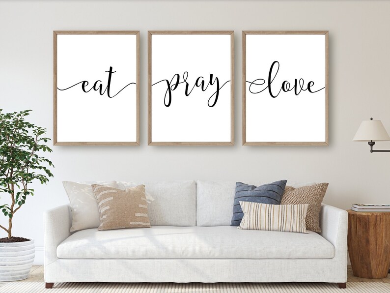 Eat Pray Love Printable Set of 3 Kitchen Wall Art Dining Etsy