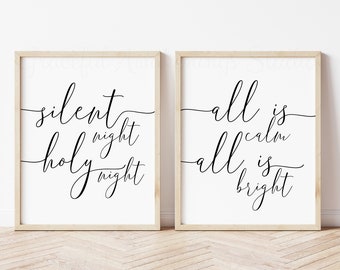 Silent Night Christmas Print Set: Holiday Wall Art (Digital Download)
