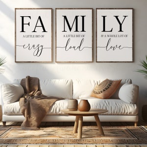 Family Prints Set: Crazy, Loud, Love - Wall Art Decor (Digital Download)