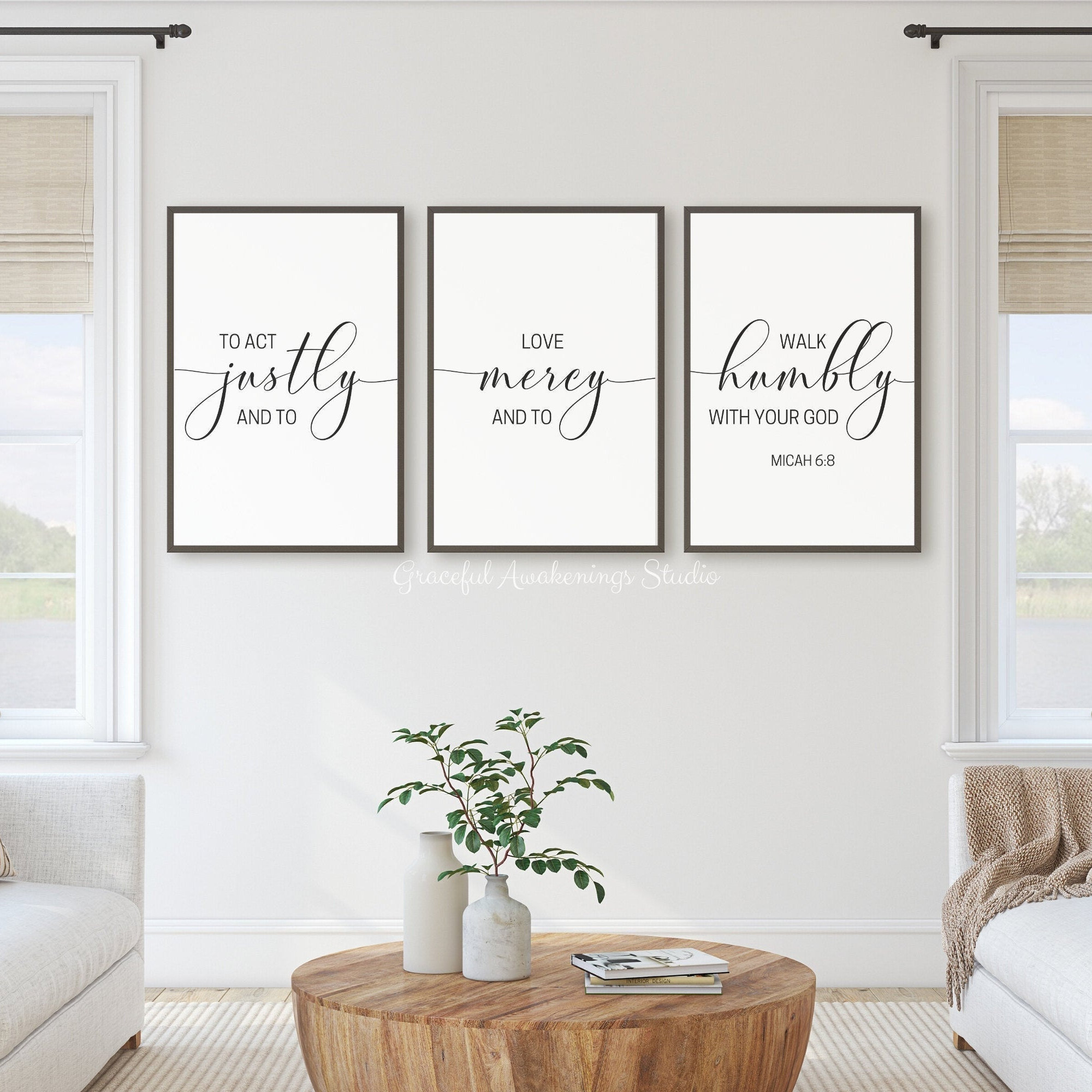 Micah 6:8 Wall Art Set of 3, Act Justly Love Mercy Walk Humbly