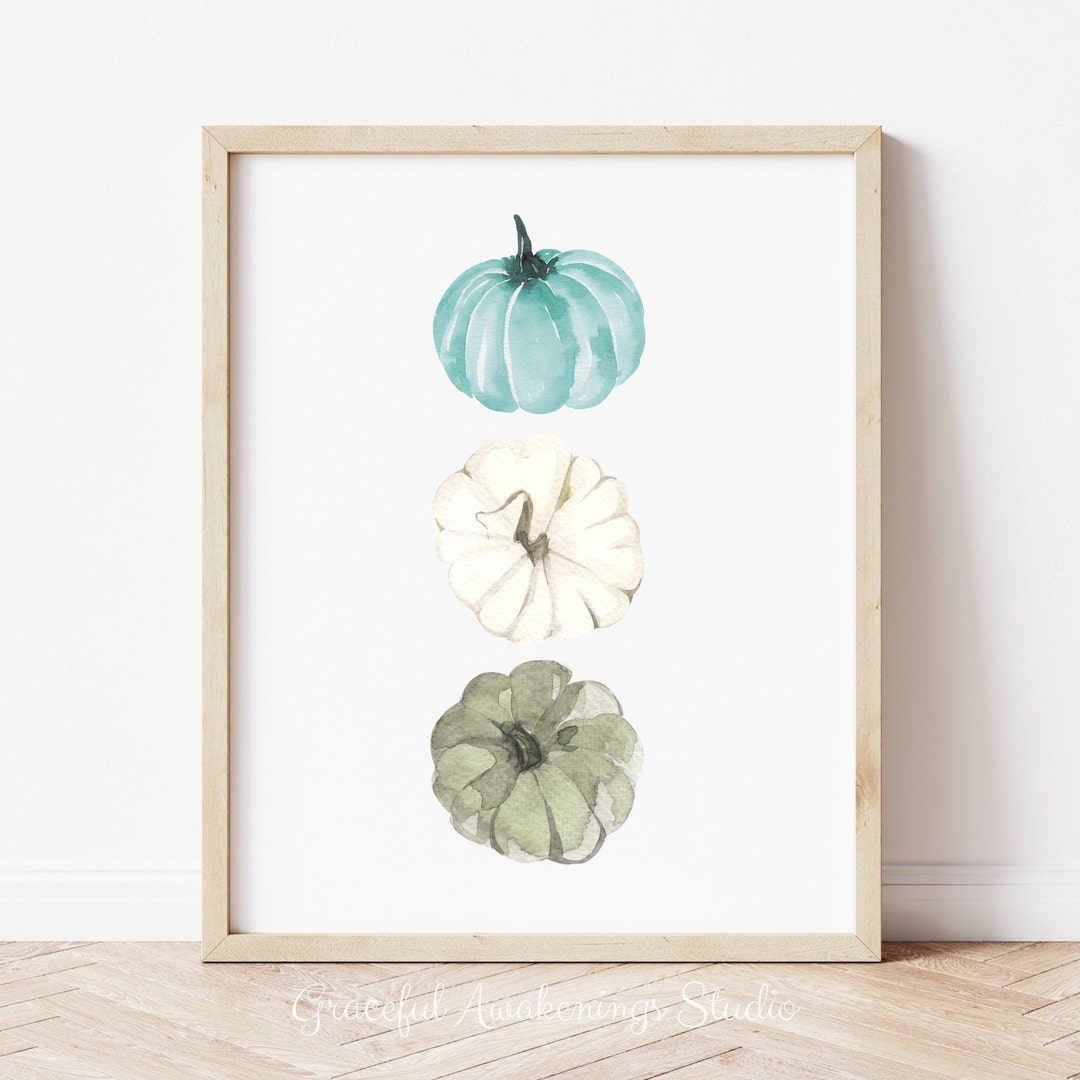 Pumpkin Fall Decor, Autumn Wall Art, Fall Watercolor, Pumpkin Print ...