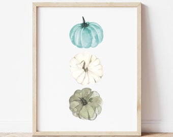 Kürbis Bild: Blaue Herbst Wandbild, Herbst Dekor, Herbst Dekoration (Digitaler Download)