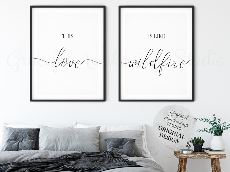 Bedroom Wall Art Couple Printable Wall Art Set of 2 Prints Etsy
