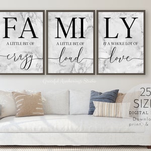 Family Sign, Family A Little Bit of Crazy Print, Family Quotes, Set of ...