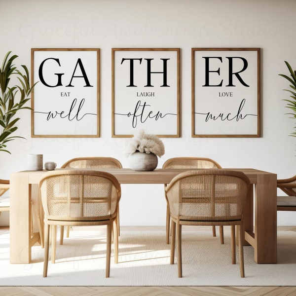 Dining Room Wall Decor Art, Gather Sign for Dining Room, Gather Sign for Kitchen, Gather Printable, Dining Area Wall Art, Black and White