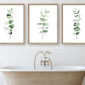 Set of 3 Eucalyptus Prints, Printable Eucalyptus Set, Eucalyptus Digital Print, Botanical Print Set of 3, 3 Piece Botanical Set, Eucalyptus