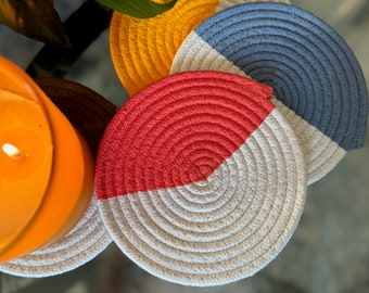 Rope Coasters, Set of Four, Multicolor