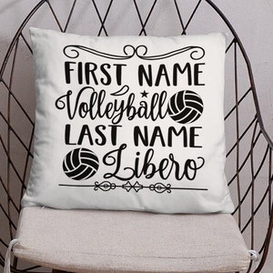 ファーストネーム バレーボール ラストネーム リベロ バレーボール枕、バレーボール用スロー、パワーナップ枕、昼寝用長方形枕、睡眠用枕