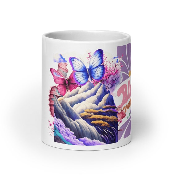 Butterfly Blossoms Bloom Your Own Way Volleyball Mug, End of Season Gift, High School Senior, Senior Volleyball, Coach Appreciation, Volley