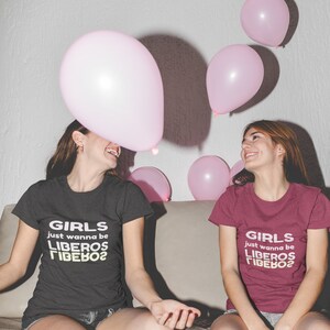 Girls Just Wanna BeLiberos Volleyball Shirt, Libero Volleyball Shirts, Volleyball Tees, Black Volleyball Shirts, Volleyball Gifts by Volleybragswag available on ETSY are super fun, super creative and are volleyball players favorite streetwear.
