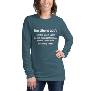 Libero Long Sleeve Volleyball Shirt, The Libero ABC's Volleyball Shirt, Positive Mind, Positive Vibes, Volleyball Quotes