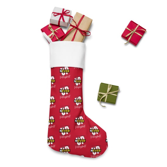 Large Christmas Stocking, Never Give Up Volleyball, Xmas Gifts, Large Christmas Stockings, Xmas Gifts, Unique Christmas Stockings, Teen Gift