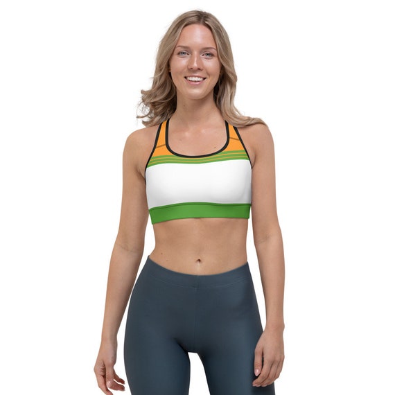 Green and Orange Sports Bra, India, Sports bra, Sport Bra, Sports Bra Woman, Beach Bra,  Jog Bra, beachwear,