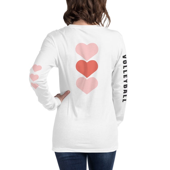 Pink Hearts Volleyball Shirt, Pancake (Noun) When Your Balls Bounce Off Your Hand Instead Of Off The Floor, Long Sleeve Shirts, Volleyball